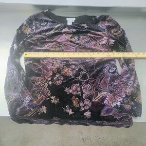 Coldwater Creek Purple and Black Paisley Long Sleeve Top